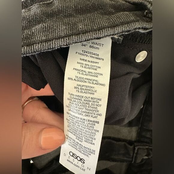 ASOS Design Black Denim Stretch Shorts Size 34 - Picture 4 of 4